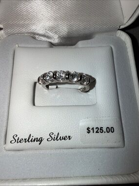 Kohl's Sterling Silver Five-Clear Stone Band Ring